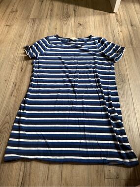 Michael Micael Kors Navy and White Striped Short Sleeve Shift Dress Size XL